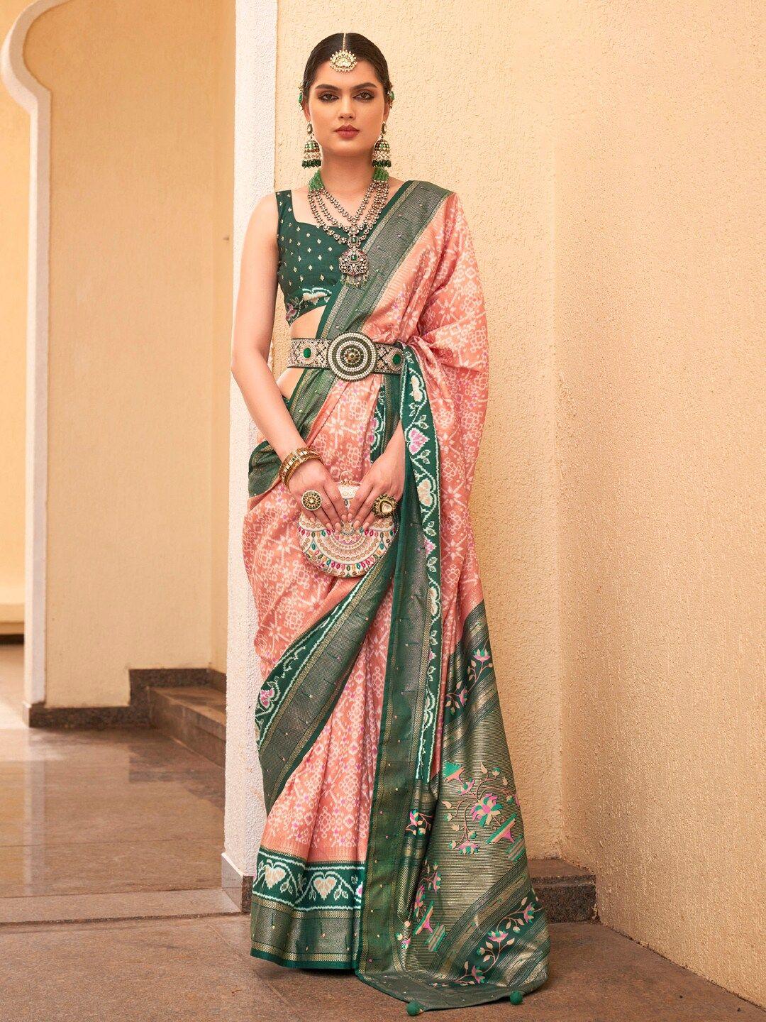 anouk ethnic motifs printed designer patola saree