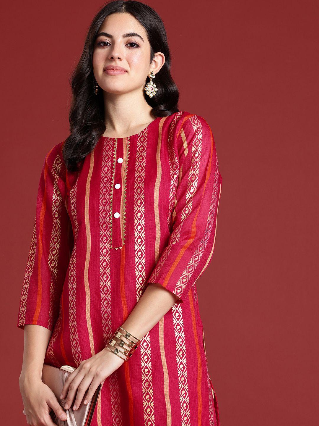 anouk ethnic motifs printed gotta patti kurta