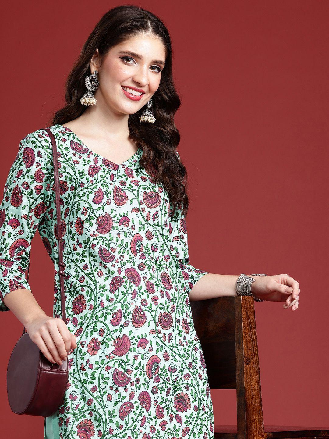 anouk ethnic motifs printed kurta with trousers