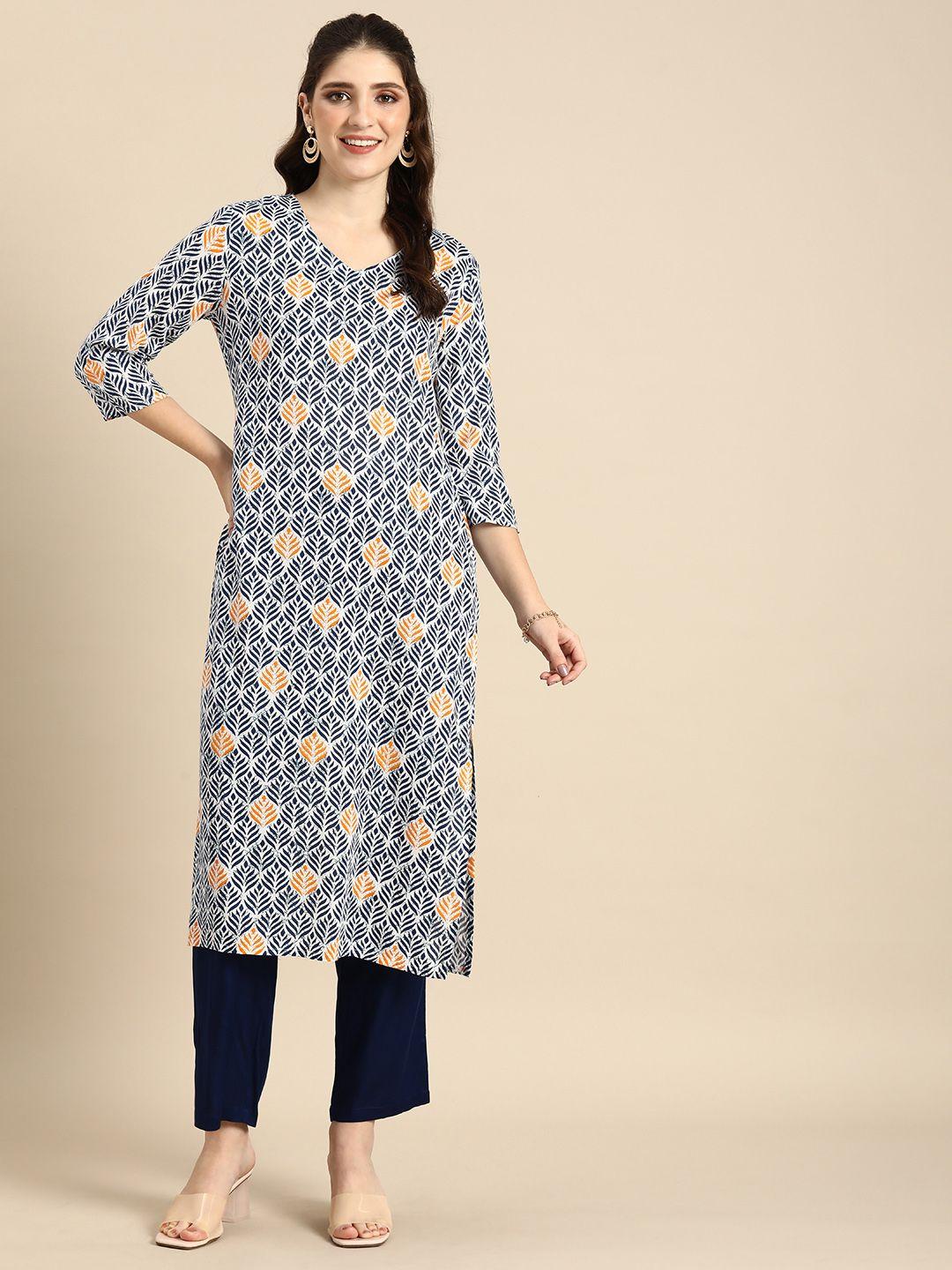 anouk ethnic motifs printed kurta with trousers