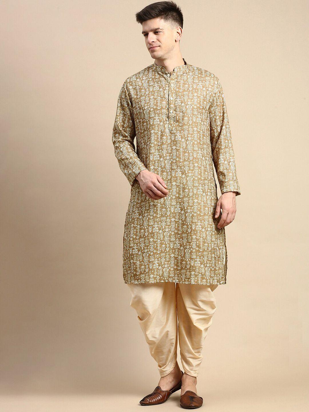 anouk ethnic motifs printed mandarin collar cotton straight kurta