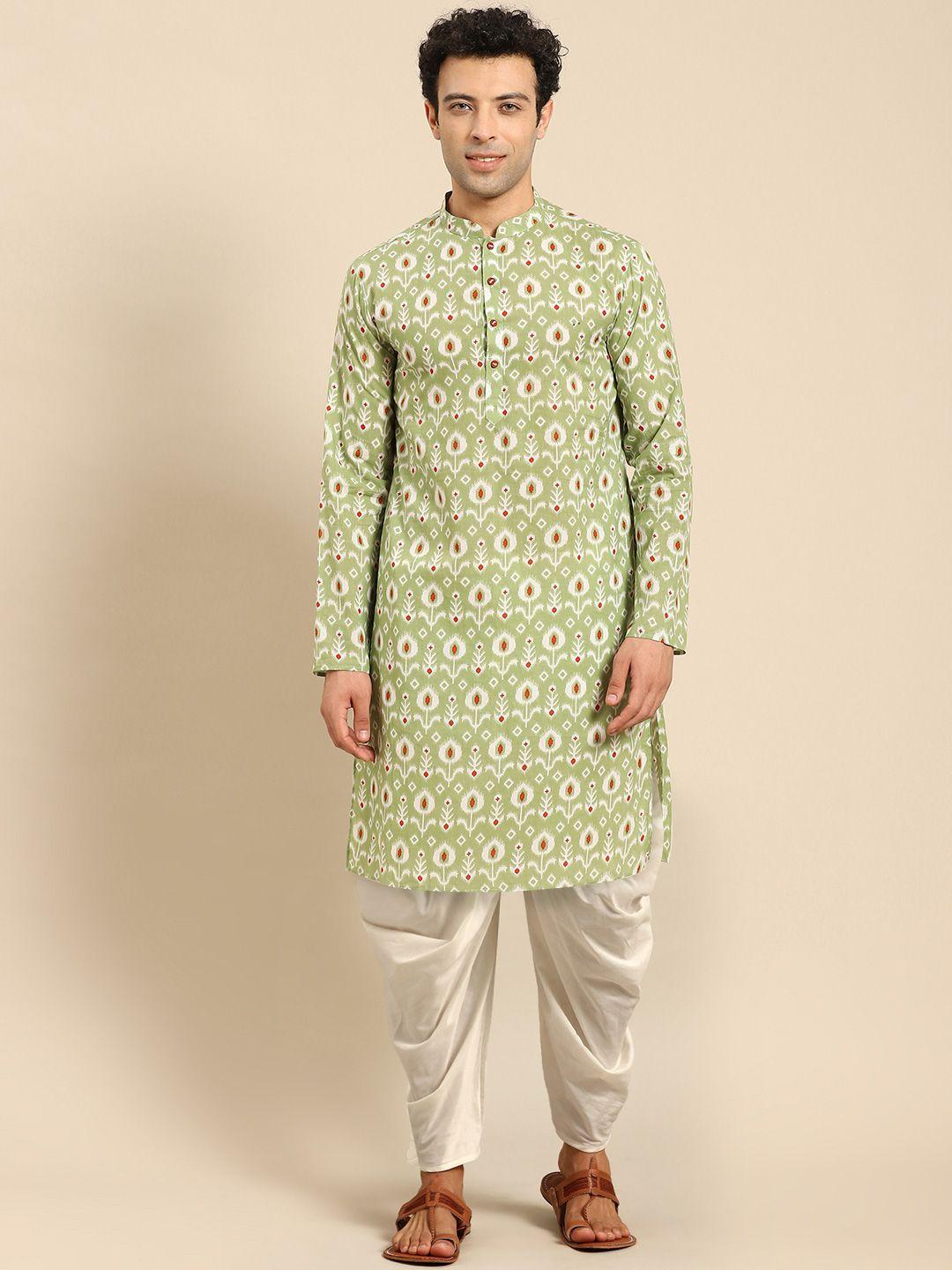 anouk ethnic motifs printed mandarin collar cotton straight kurta