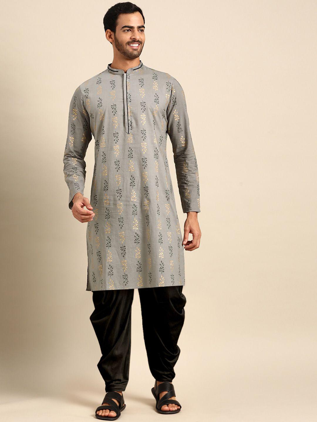 anouk ethnic motifs printed mandarin collar long sleeves straight kurta