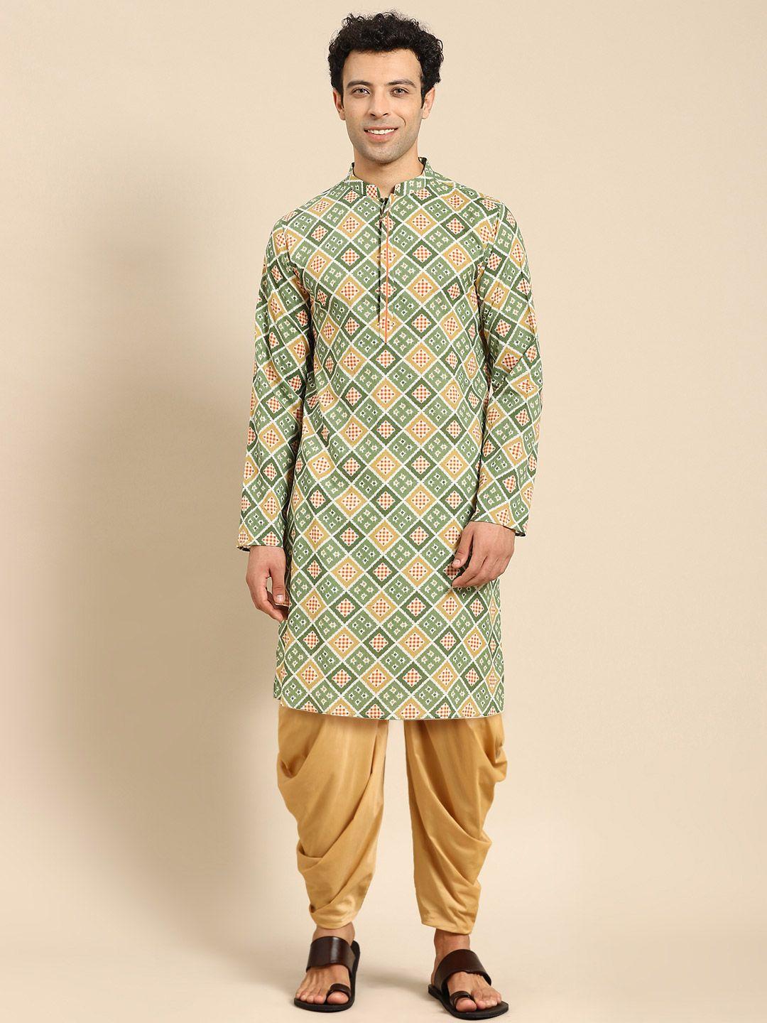 anouk ethnic motifs printed mandarin collar regular kurta with dhoti pants