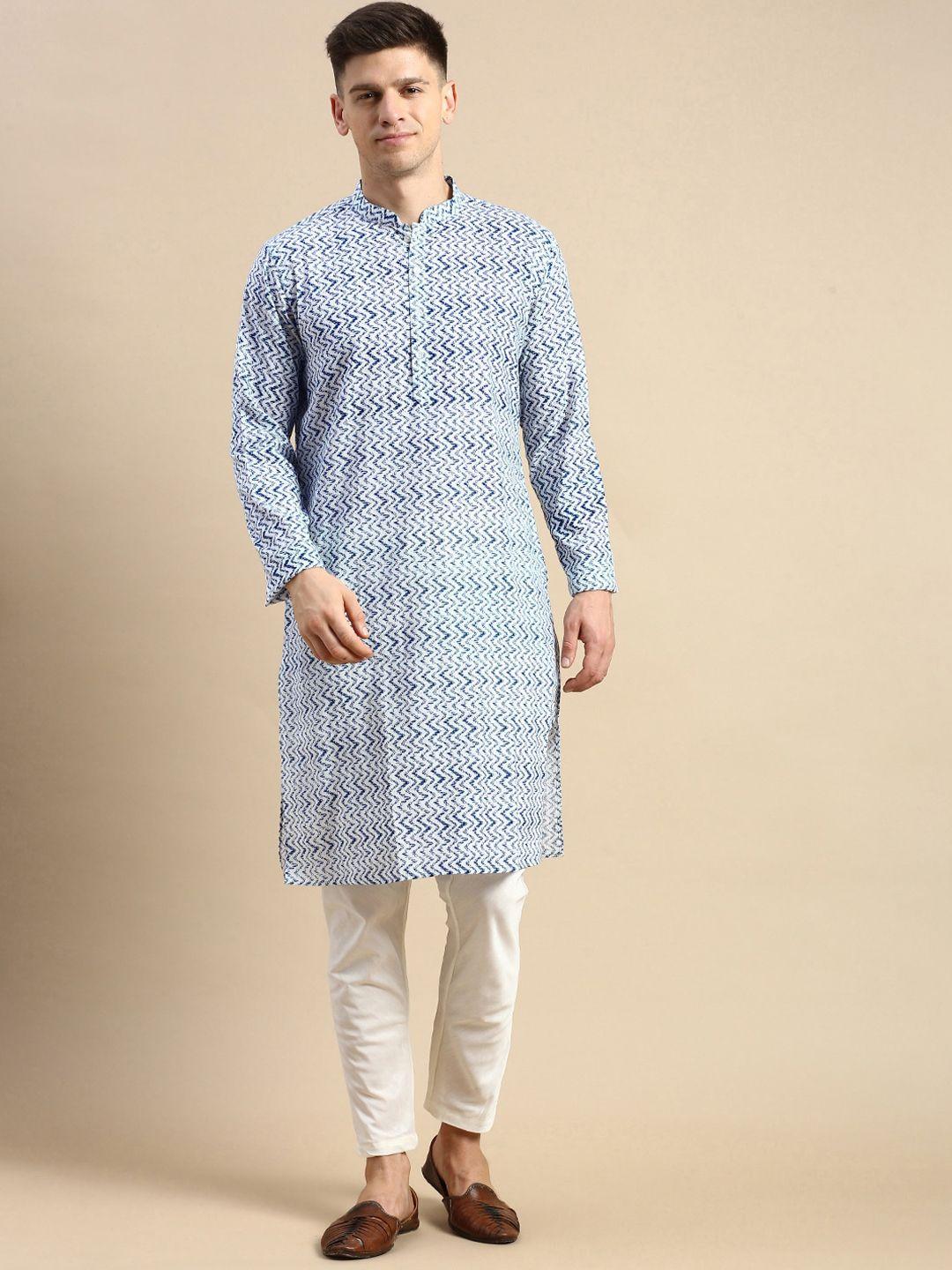 anouk ethnic motifs printed mandarin collar straight kurta