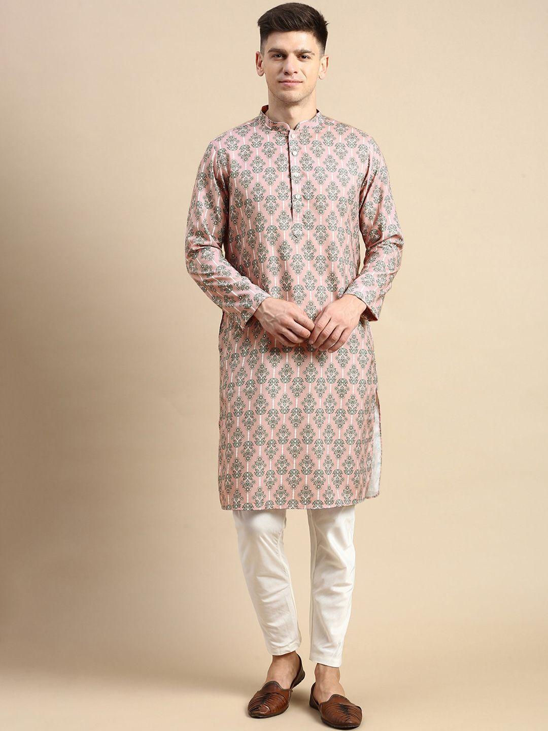 anouk ethnic motifs printed mandarin collar straight kurta