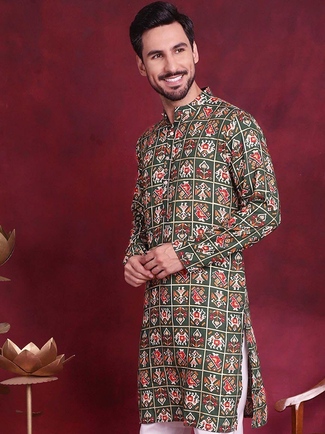 anouk ethnic motifs printed mandarin collar straight kurta