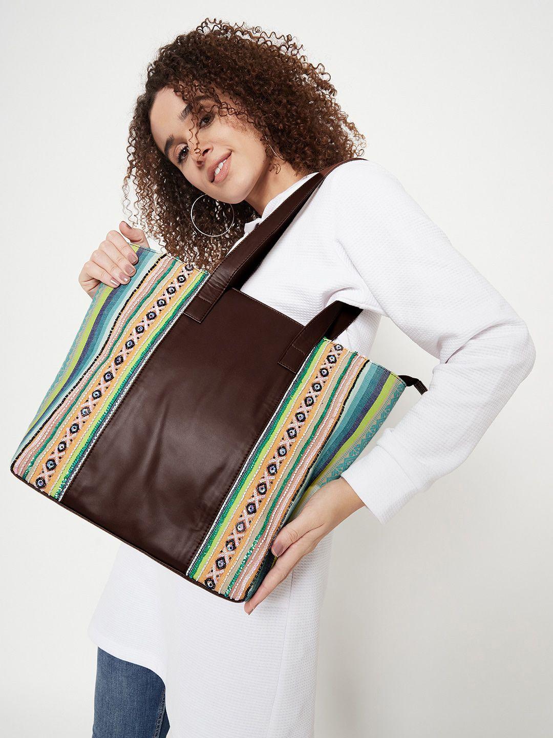 anouk ethnic motifs printed oversized cotton jacquard  structured shoulder bag