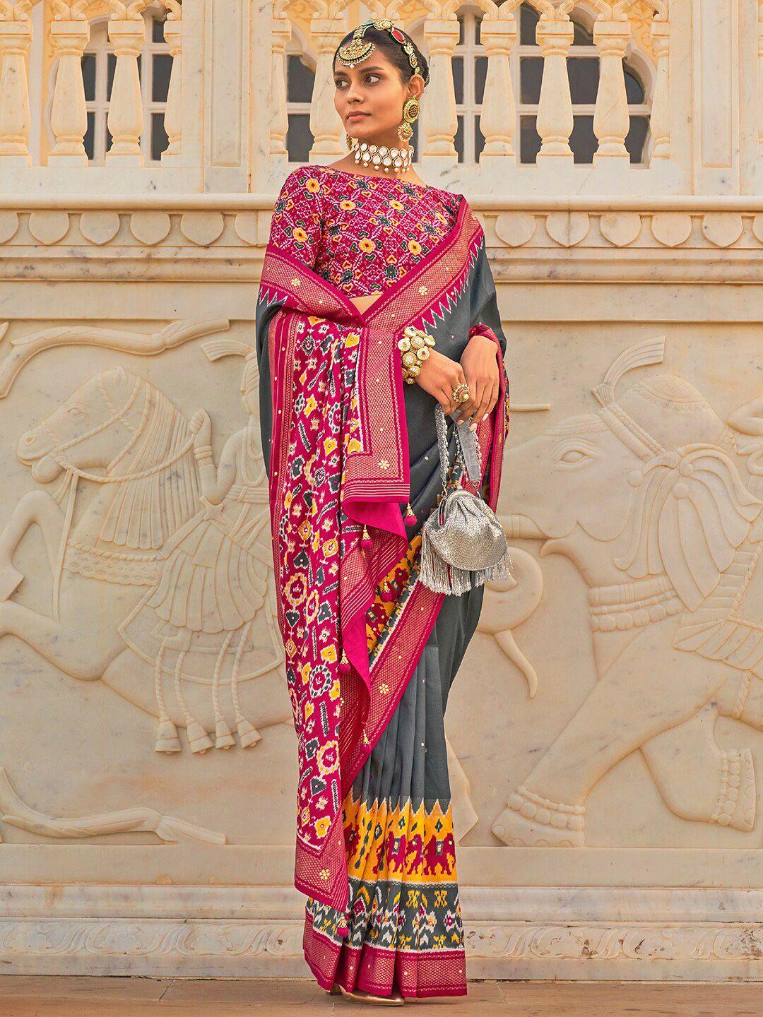 anouk ethnic motifs printed patola saree