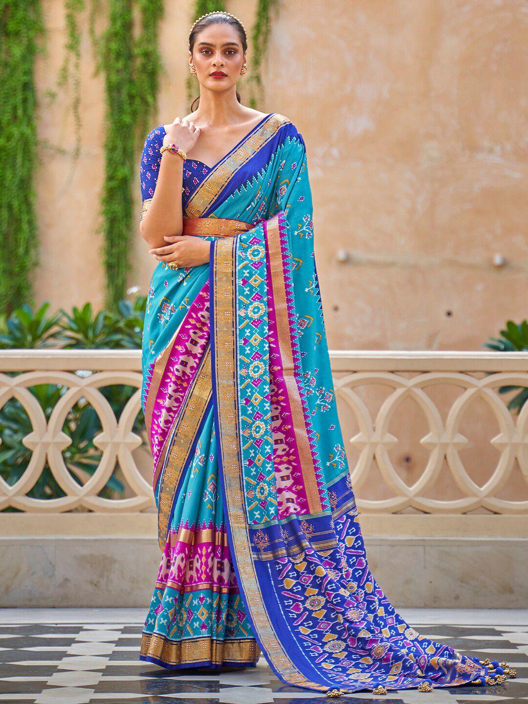 anouk ethnic motifs printed pochampally saree