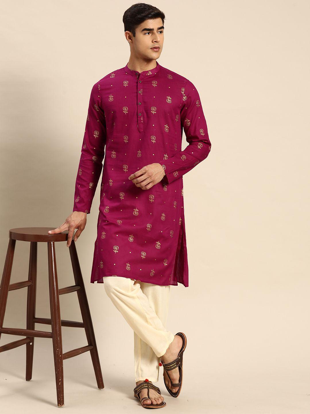 anouk ethnic motifs printed pure cotton kurta with trousers