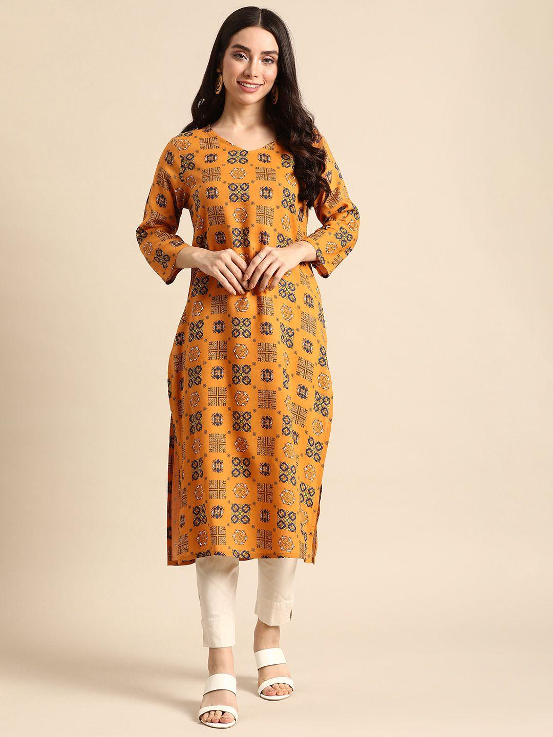 anouk ethnic motifs printed pure cotton kurta