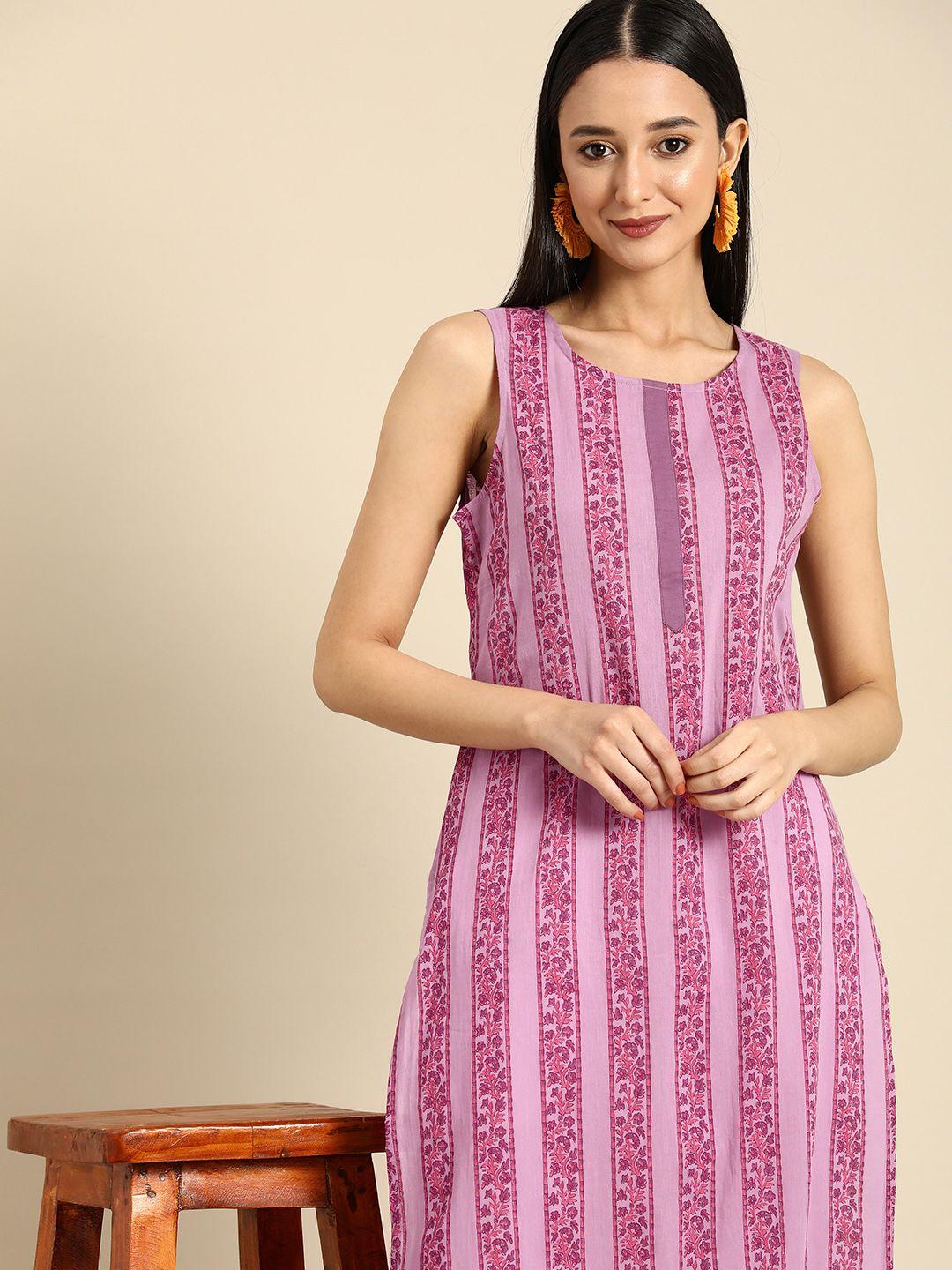 anouk ethnic motifs printed pure cotton sleeveless kurta