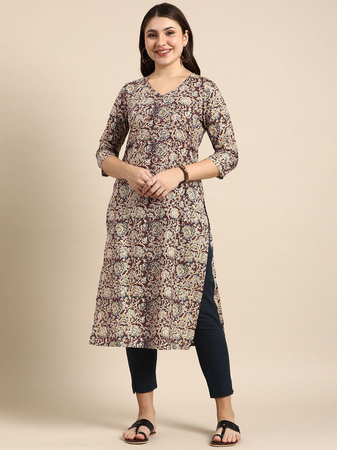 anouk ethnic motifs printed pure cotton straight kurta