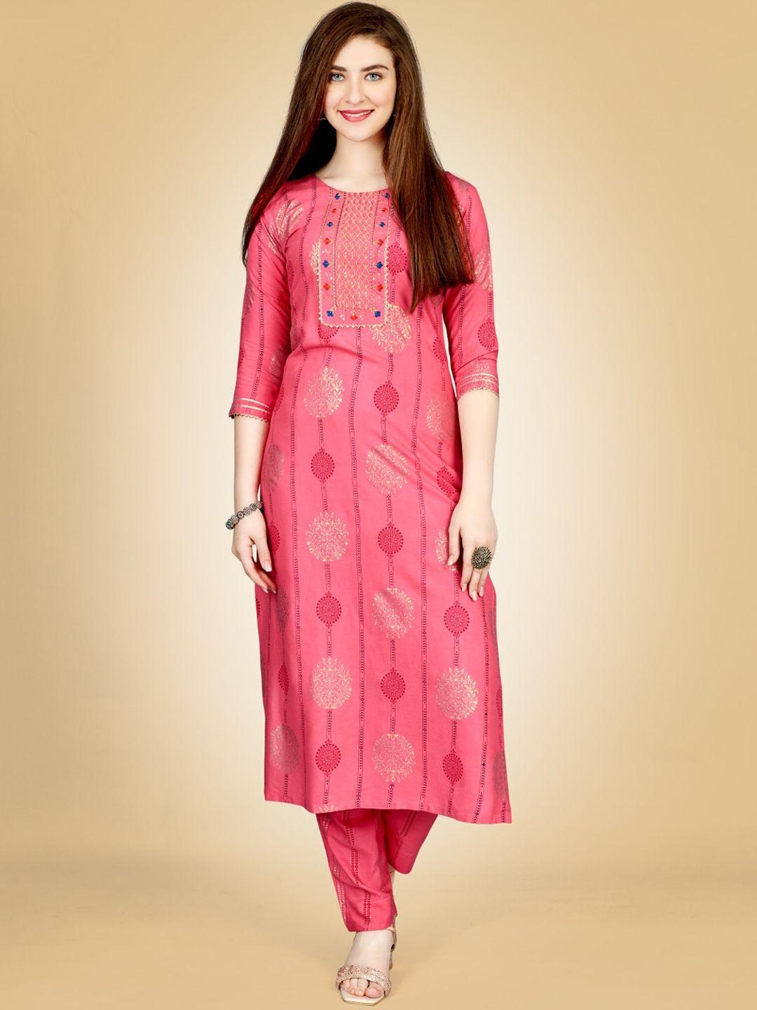 anouk ethnic motifs printed regular gotta patti kurta with trousers