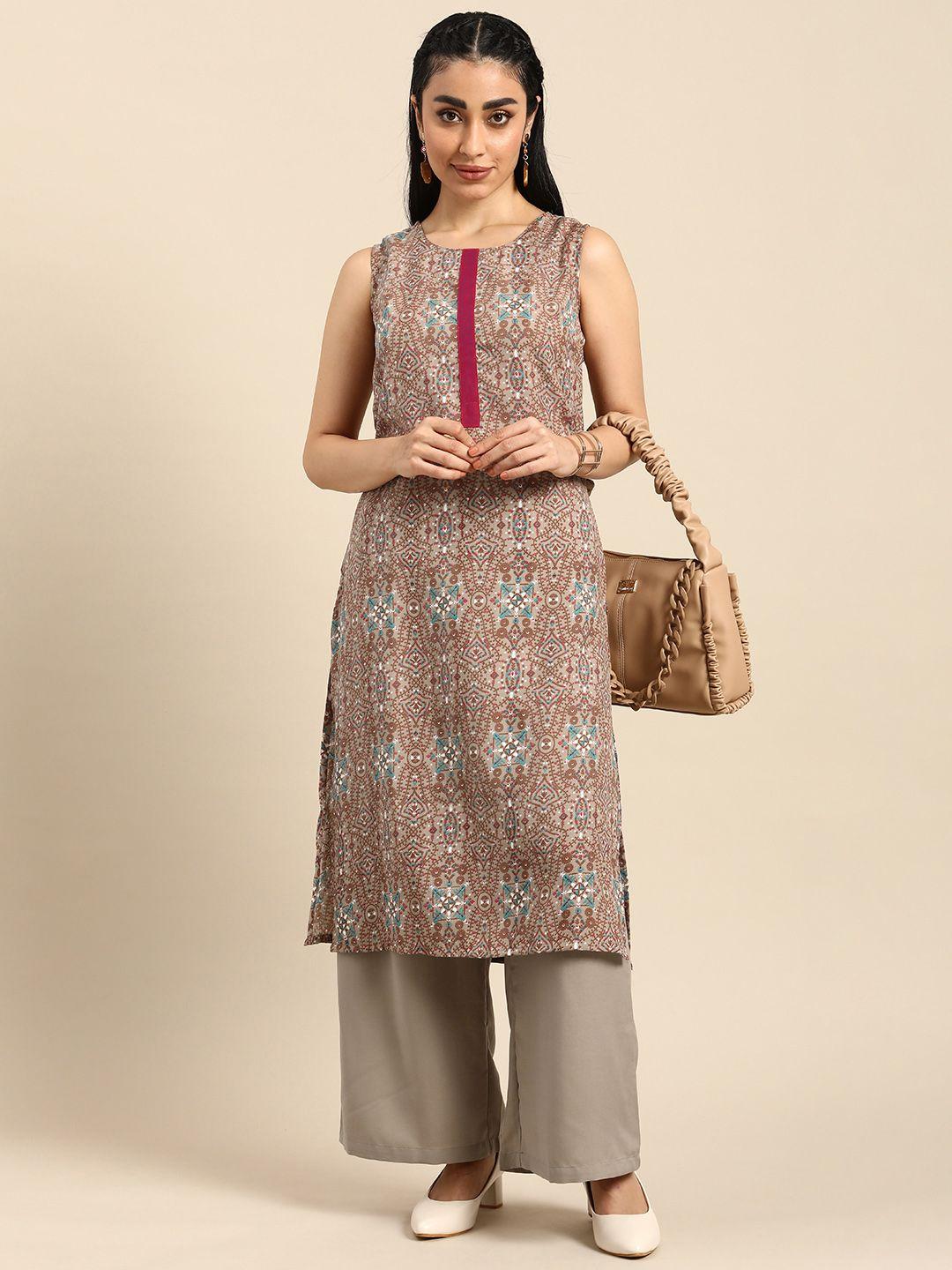 anouk ethnic motifs printed regular kurta with palazzos