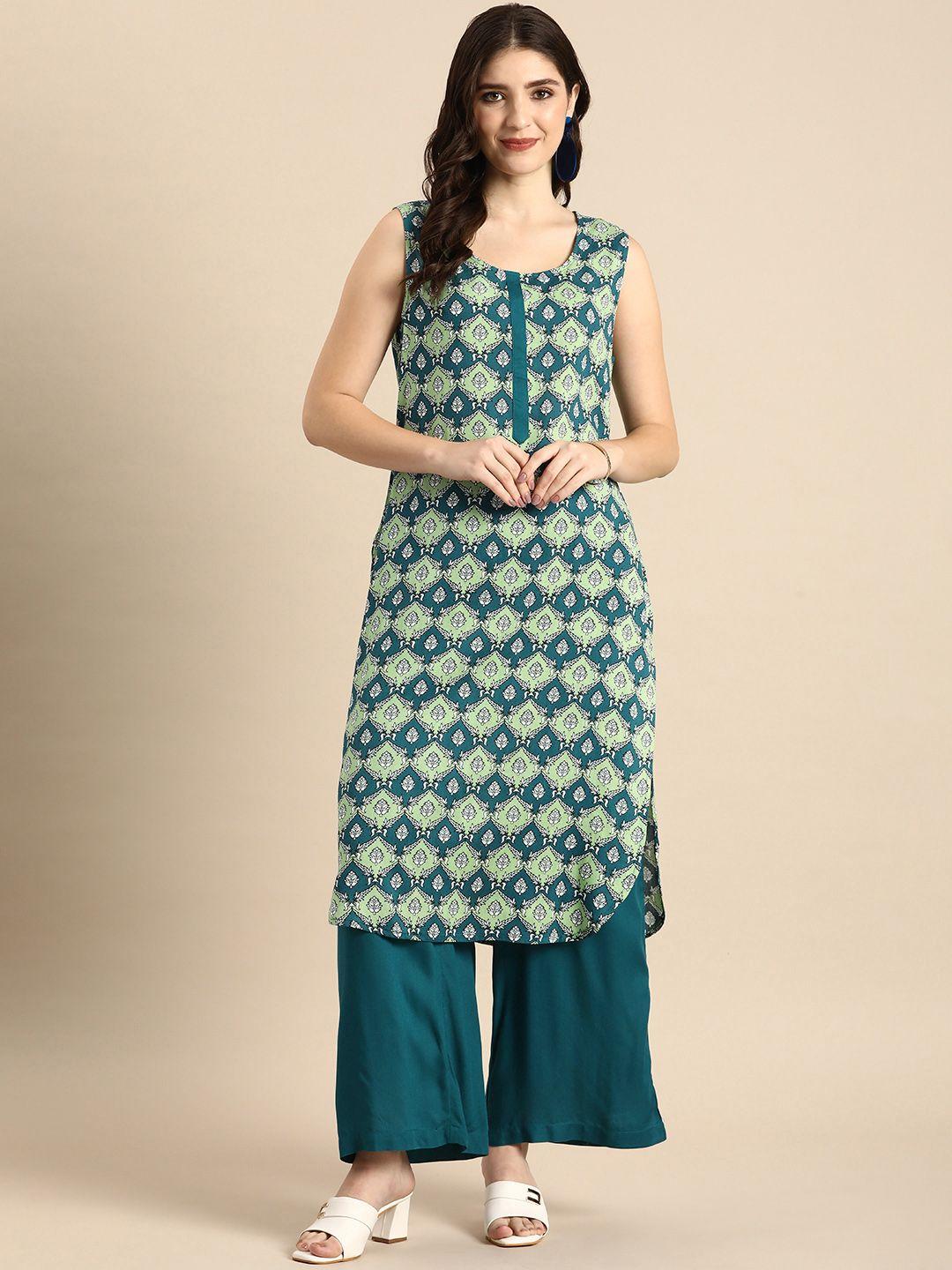 anouk ethnic motifs printed regular kurta with palazzos