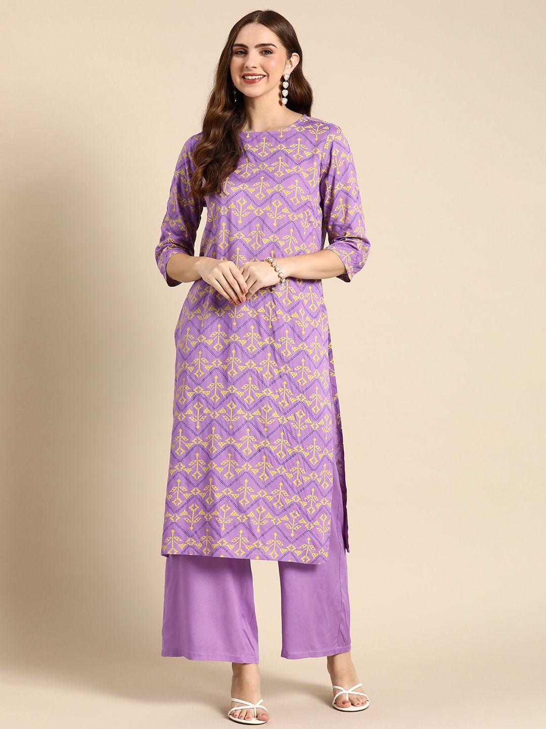 anouk ethnic motifs printed regular kurta with palazzos