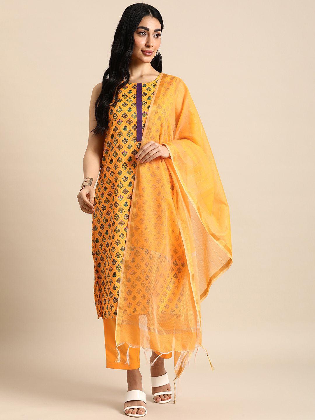 anouk ethnic motifs printed regular kurta with trousers & dupatta