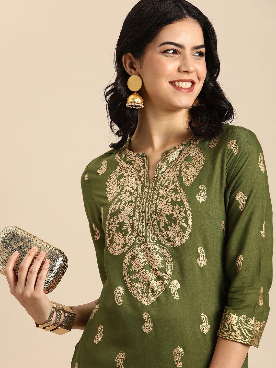 anouk ethnic motifs printed regular kurta with trousers