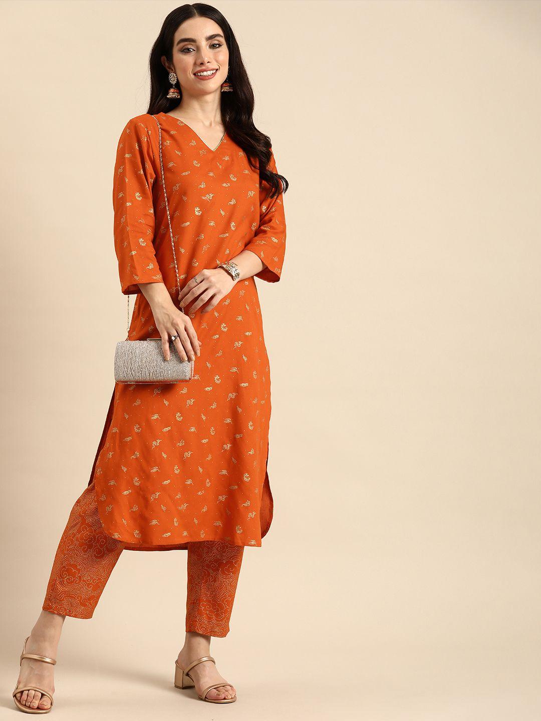 anouk ethnic motifs printed regular kurta with trousers