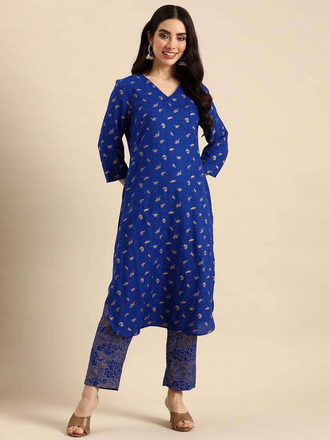 anouk ethnic motifs printed regular kurta with trousers