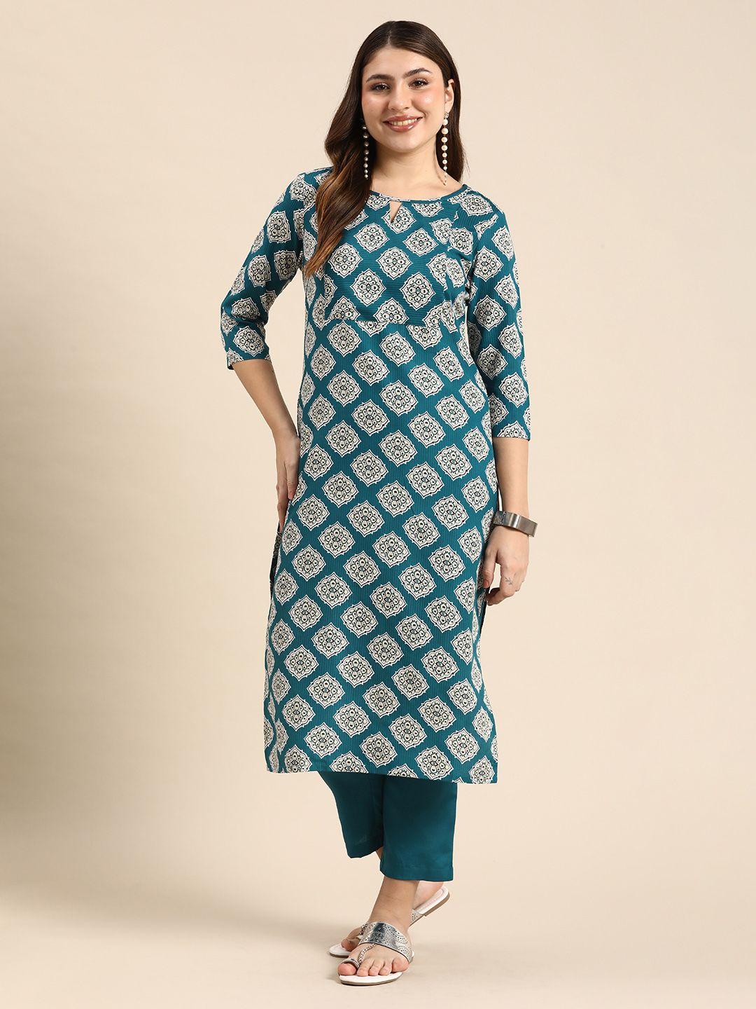 anouk ethnic motifs printed regular kurta with trousers