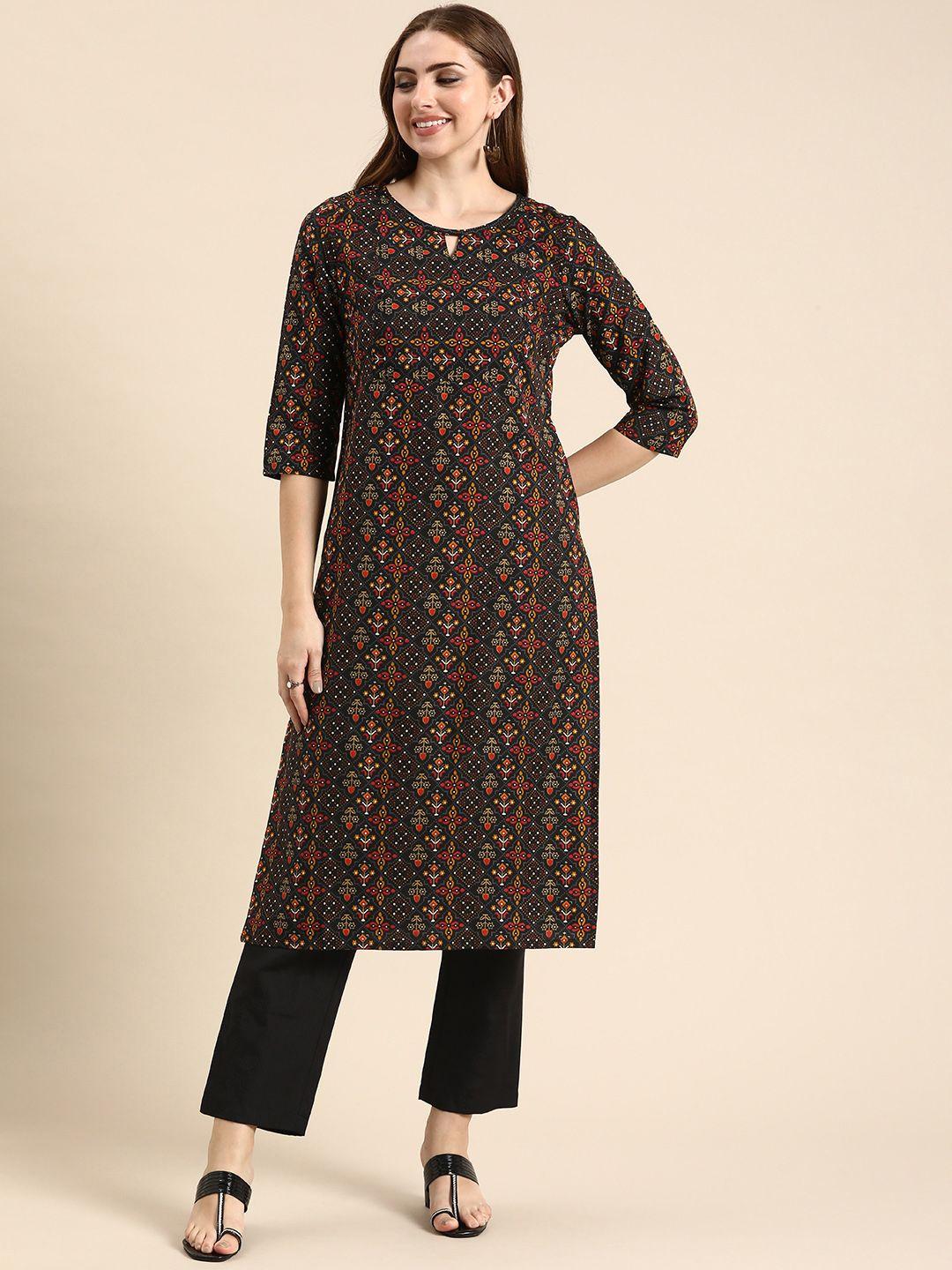 anouk ethnic motifs printed regular kurta with trousers