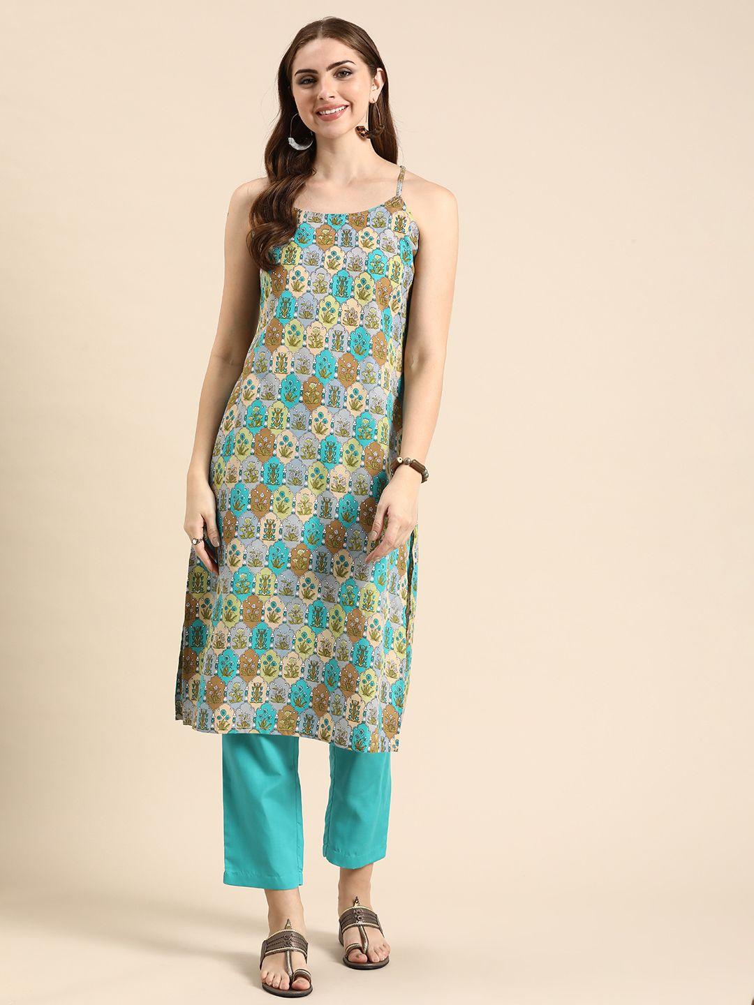 anouk ethnic motifs printed regular kurta with trousers