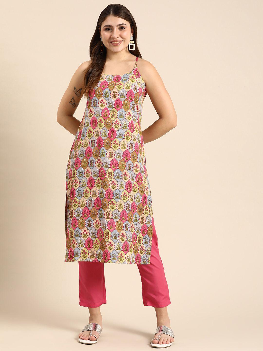 anouk ethnic motifs printed regular kurta with trousers