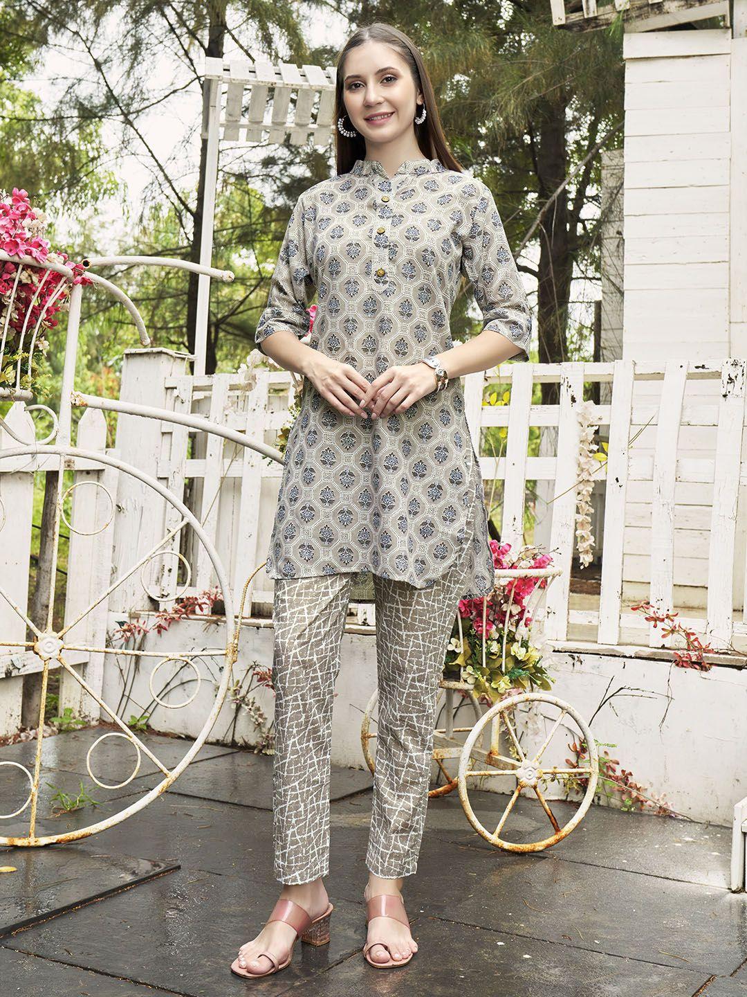 anouk ethnic motifs printed regular pure cotton kurta with trousers