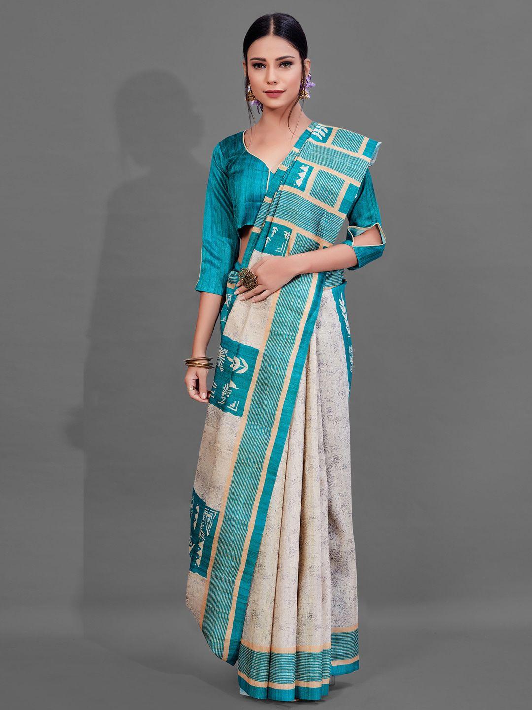 anouk ethnic motifs printed silk blend baluchari saree