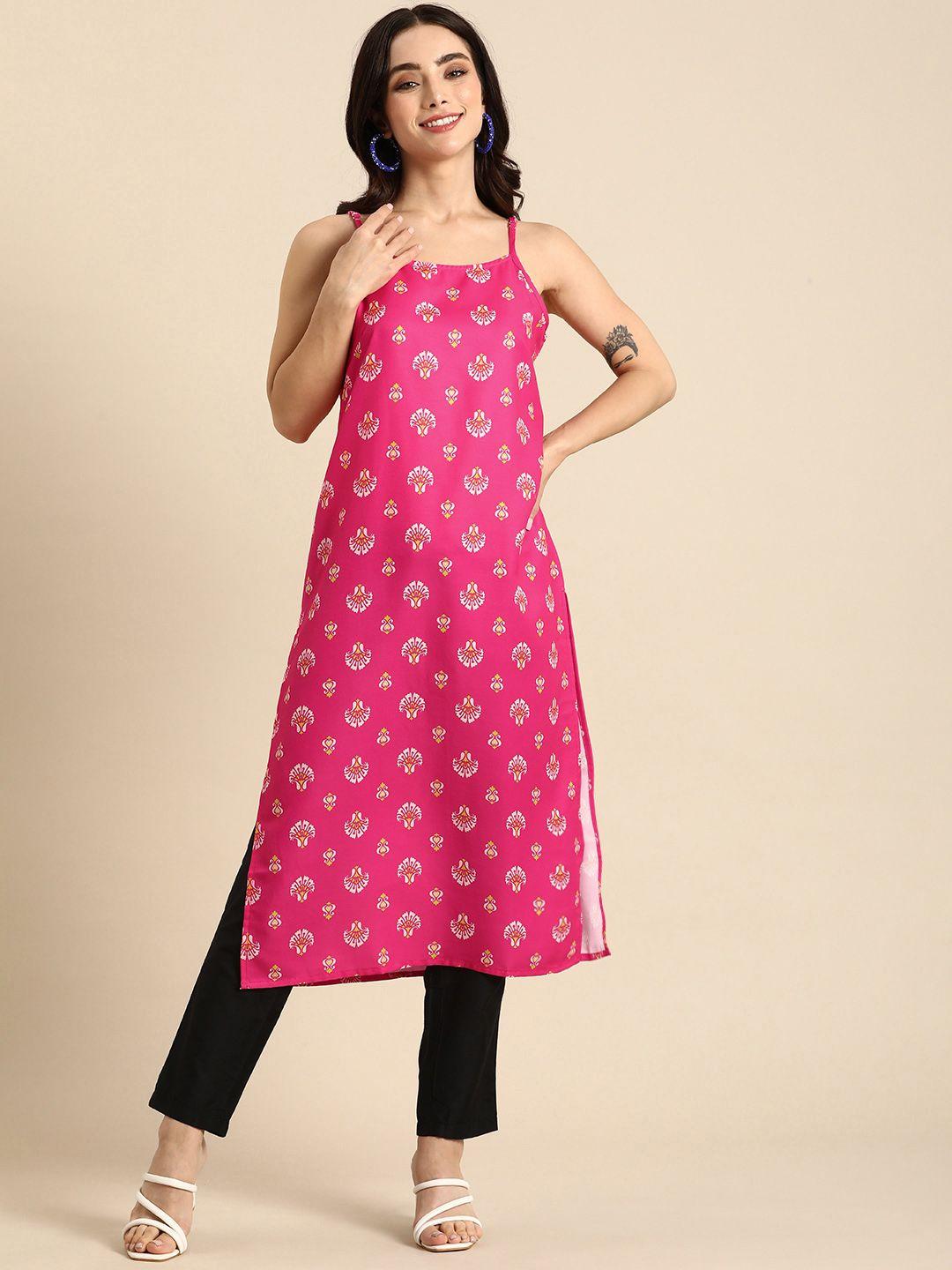 anouk ethnic motifs printed sleeveless straight kurta