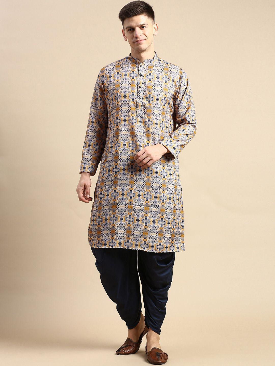 anouk ethnic motifs printed straight kurta with dhoti pants