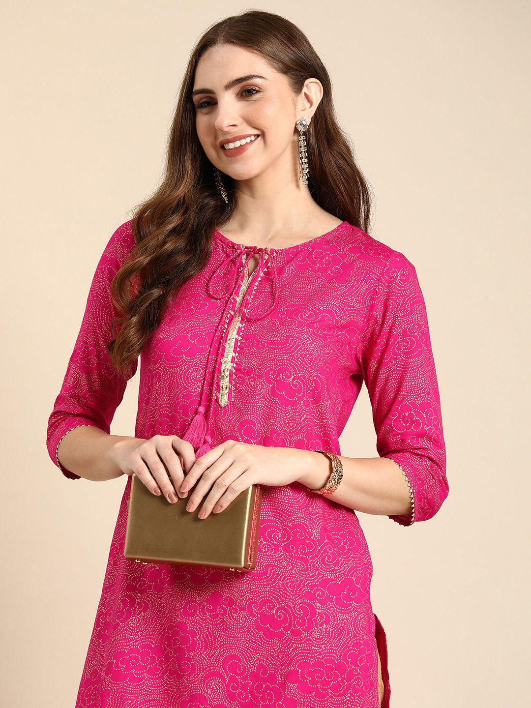 anouk ethnic motifs printed straight kurta