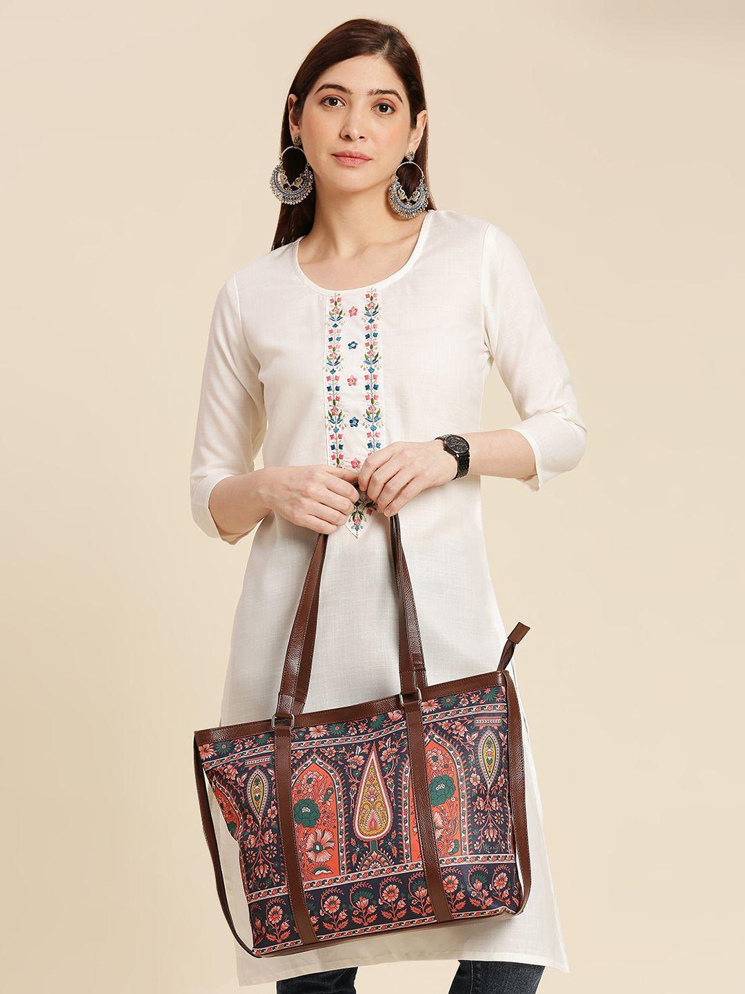 anouk ethnic motifs printed structured tote bag