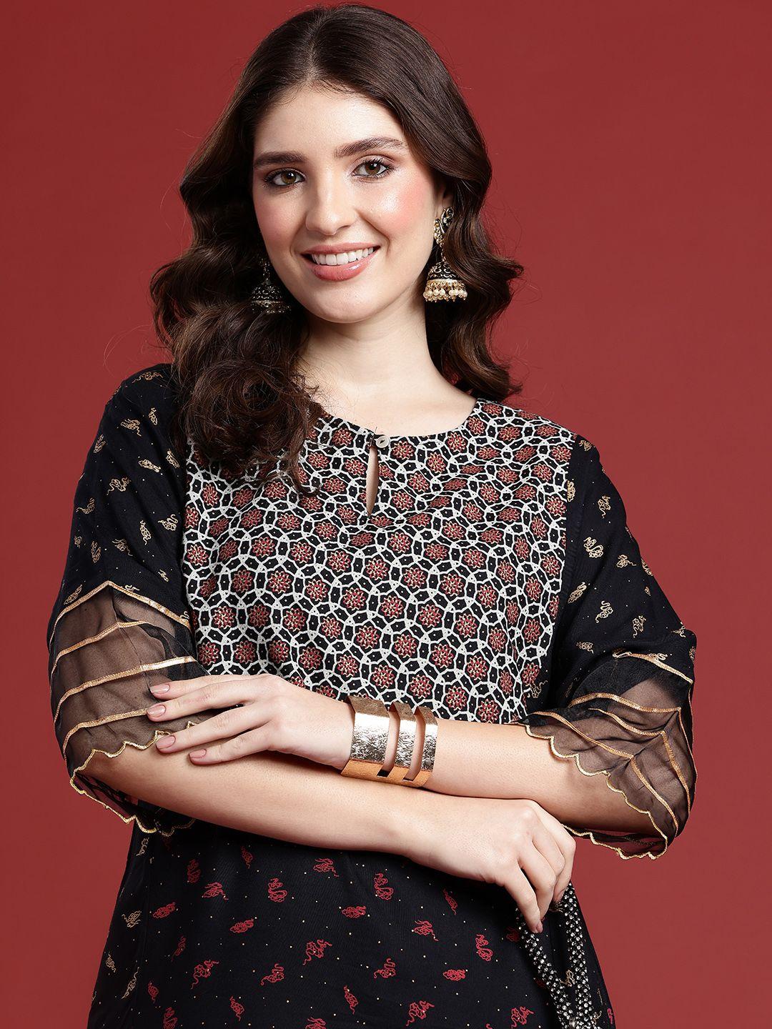 anouk ethnic motifs printed yoke design kurta