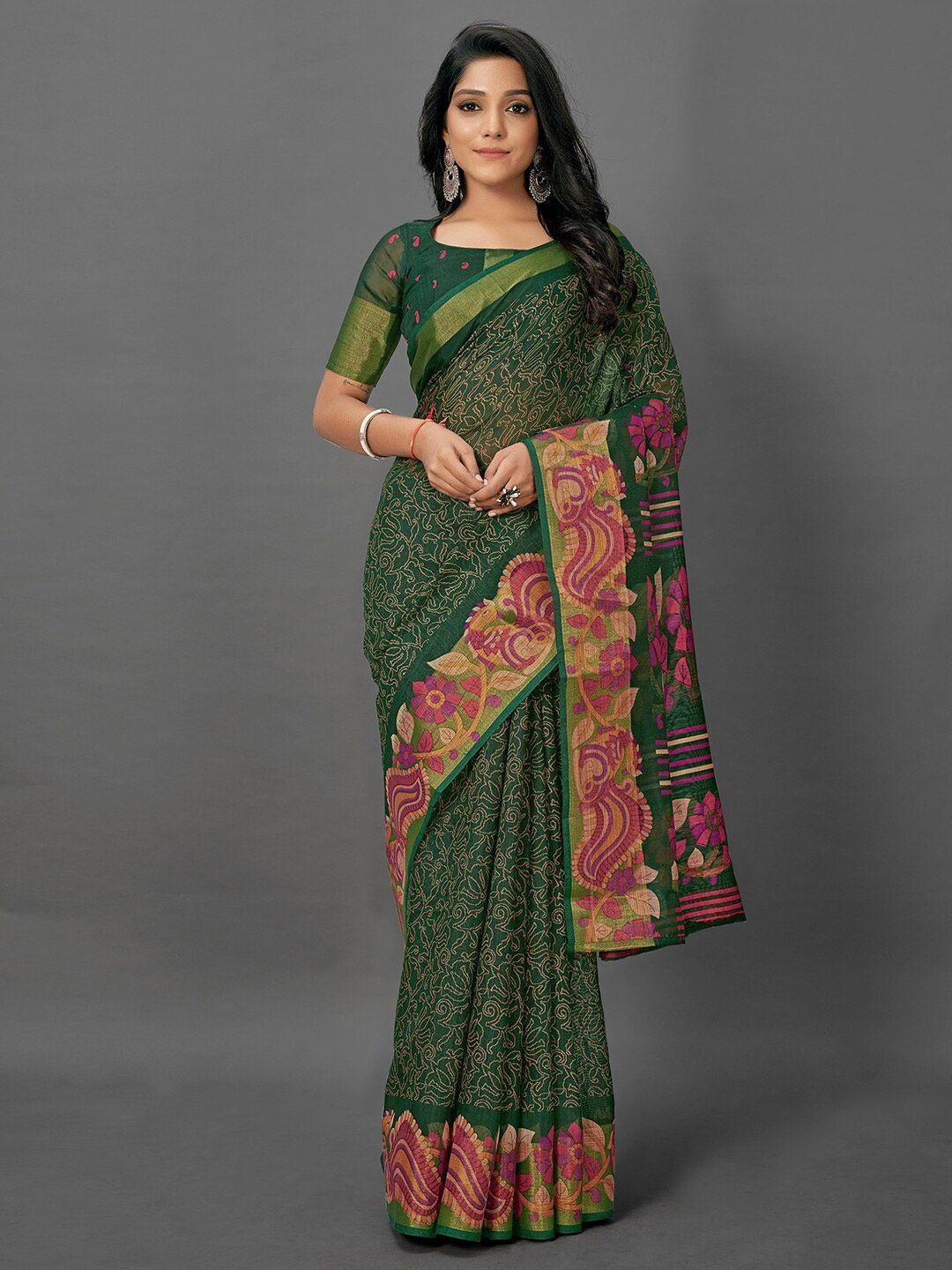 anouk ethnic motifs printed zari bagh saree