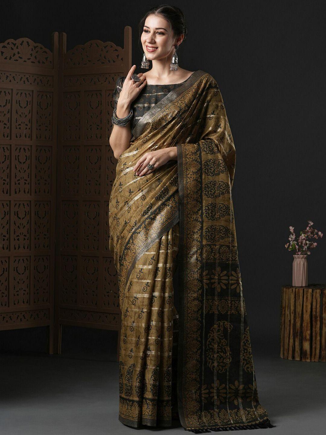 anouk ethnic motifs printed zari bagru saree