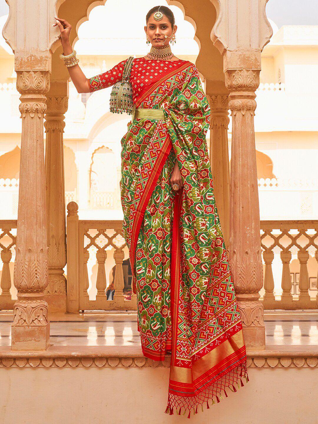 anouk ethnic motifs printed zari ikat saree