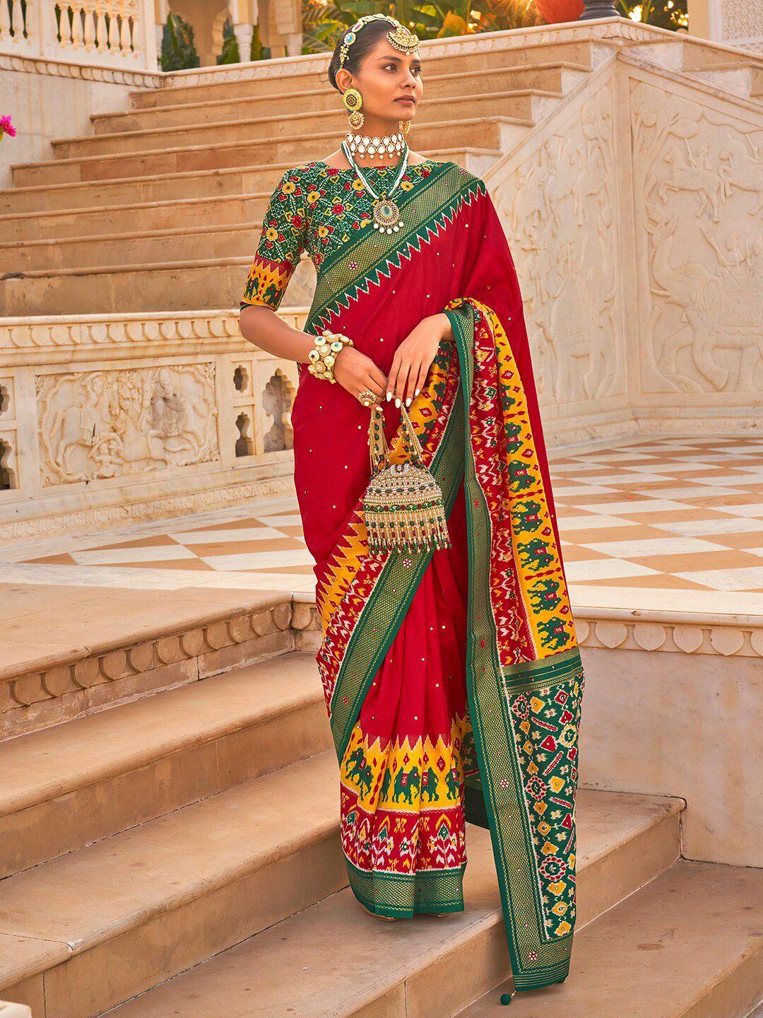 anouk ethnic motifs printed zari patola saree