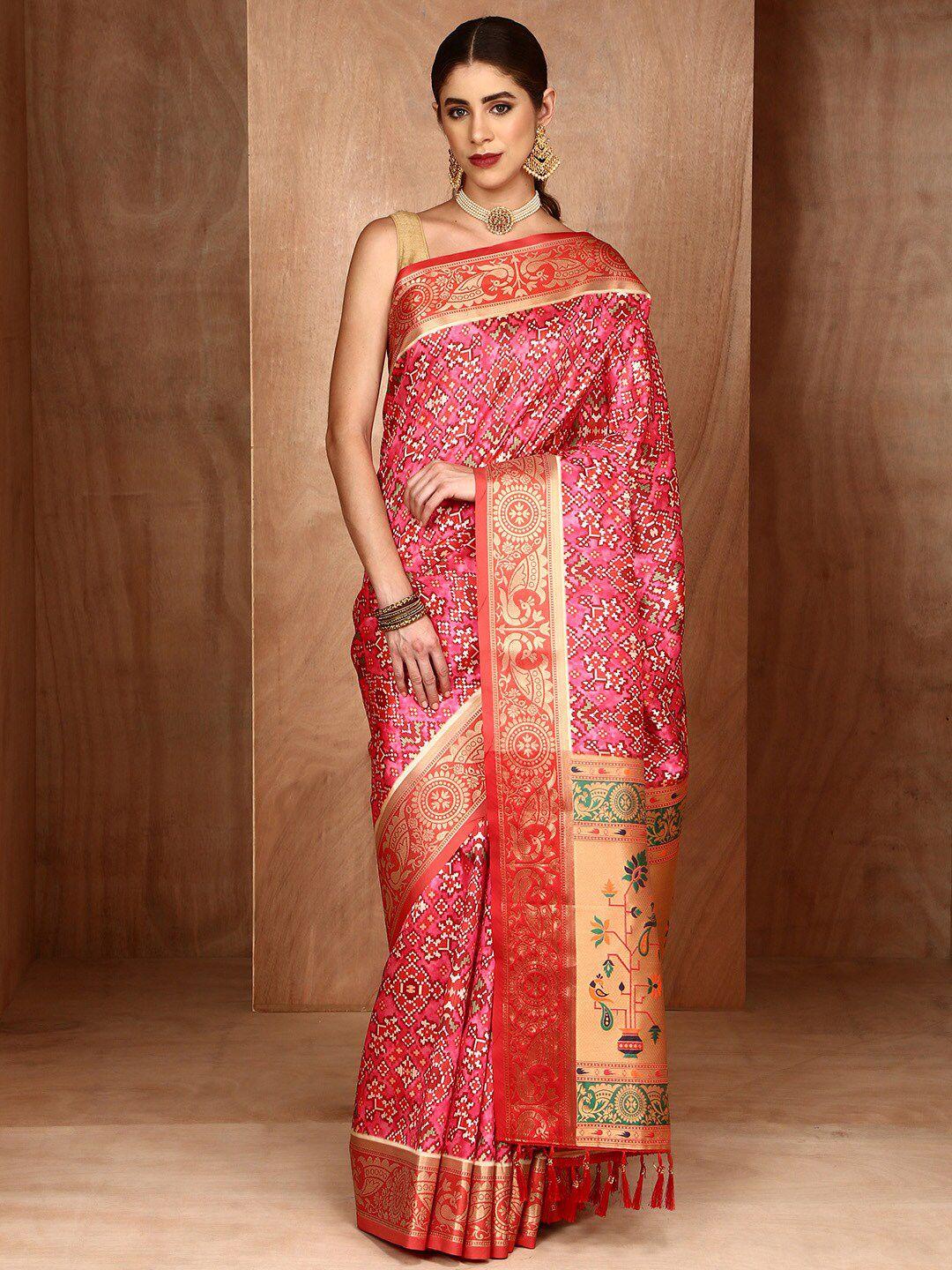 anouk ethnic motifs printed zari patola saree