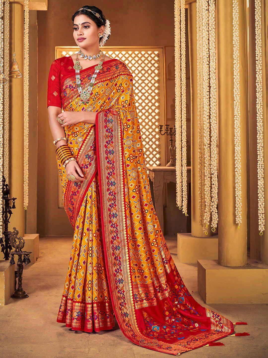 anouk ethnic motifs printed zari patola saree