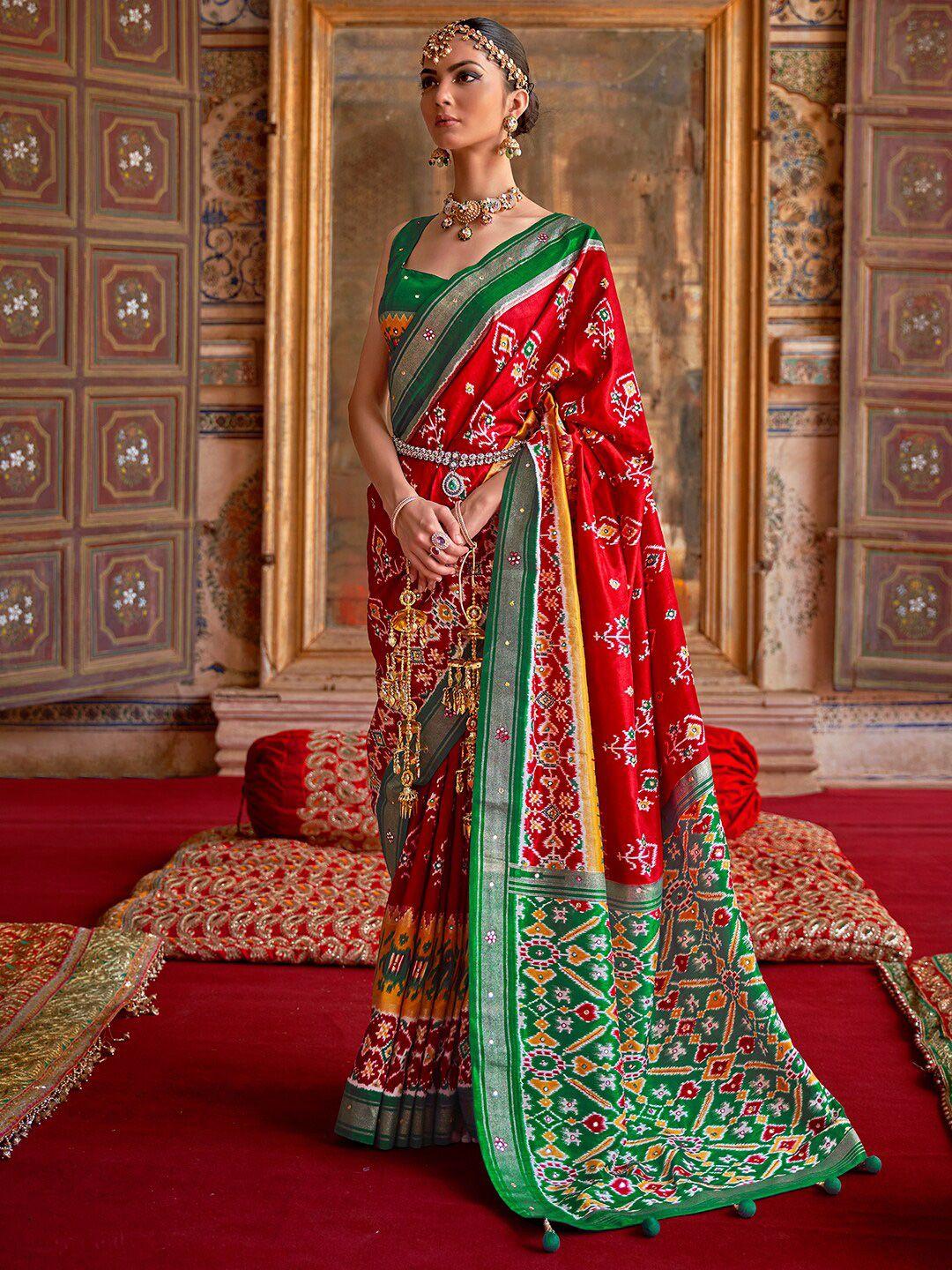 anouk ethnic motifs printed zari pochampally saree