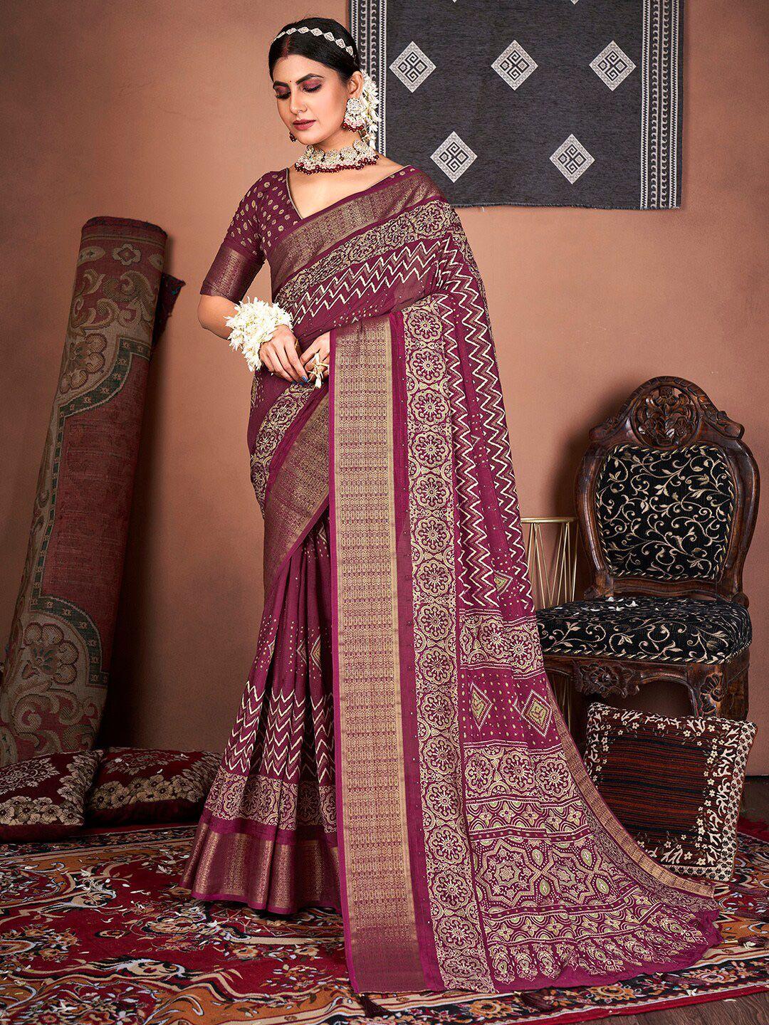 anouk ethnic motifs printed zari saree