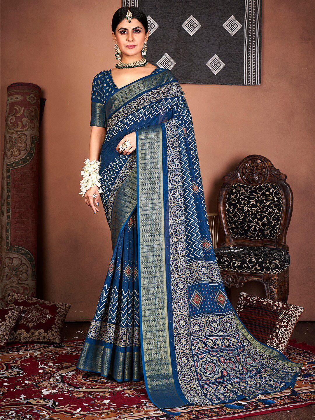 anouk ethnic motifs printed zari saree