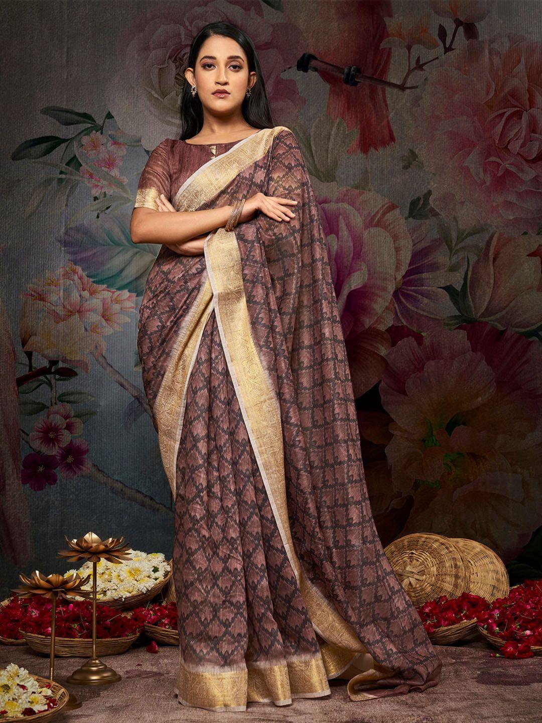 anouk ethnic motifs printed zari sungudi saree