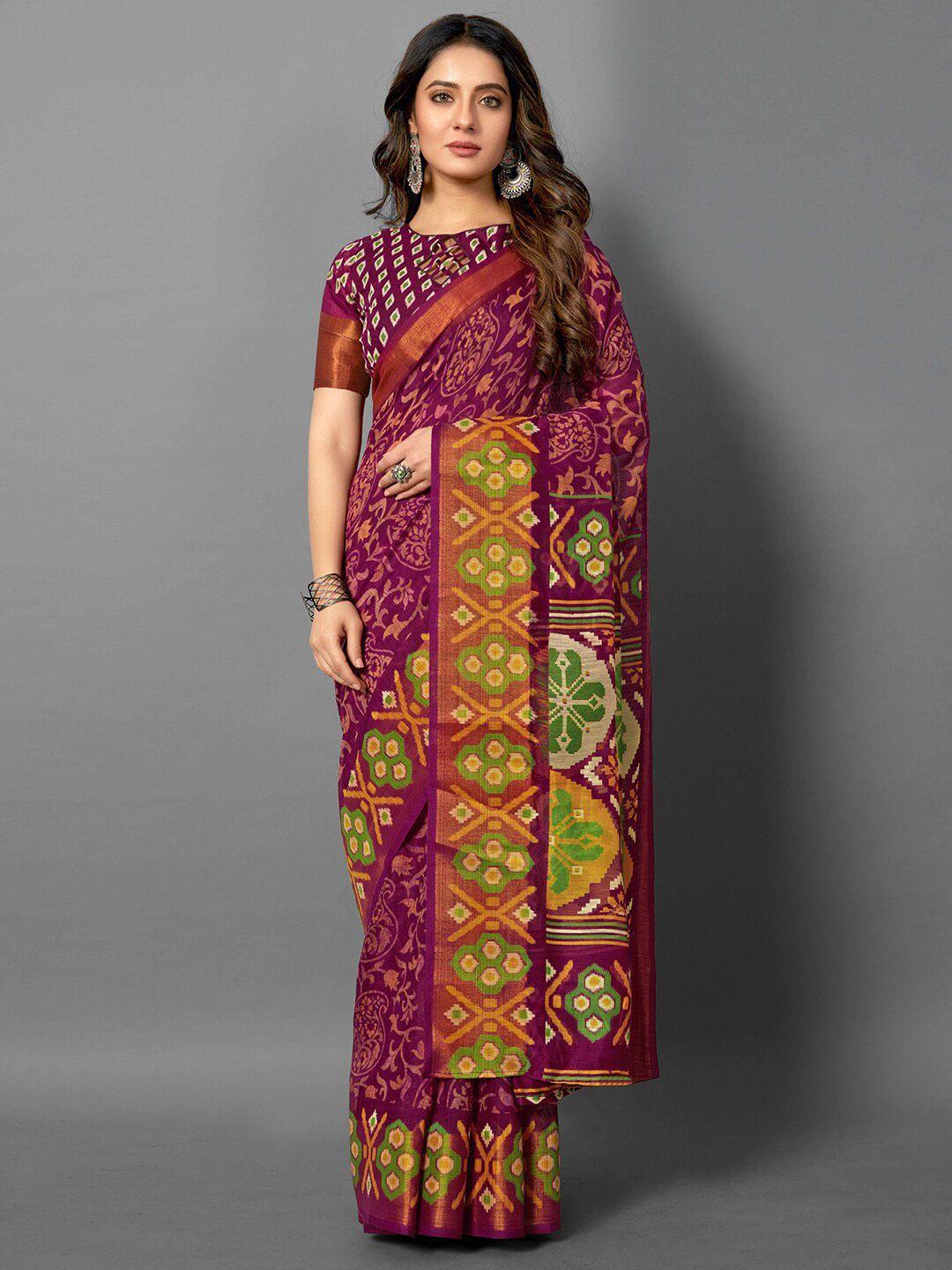 anouk ethnic motifs printed zari sungudi saree
