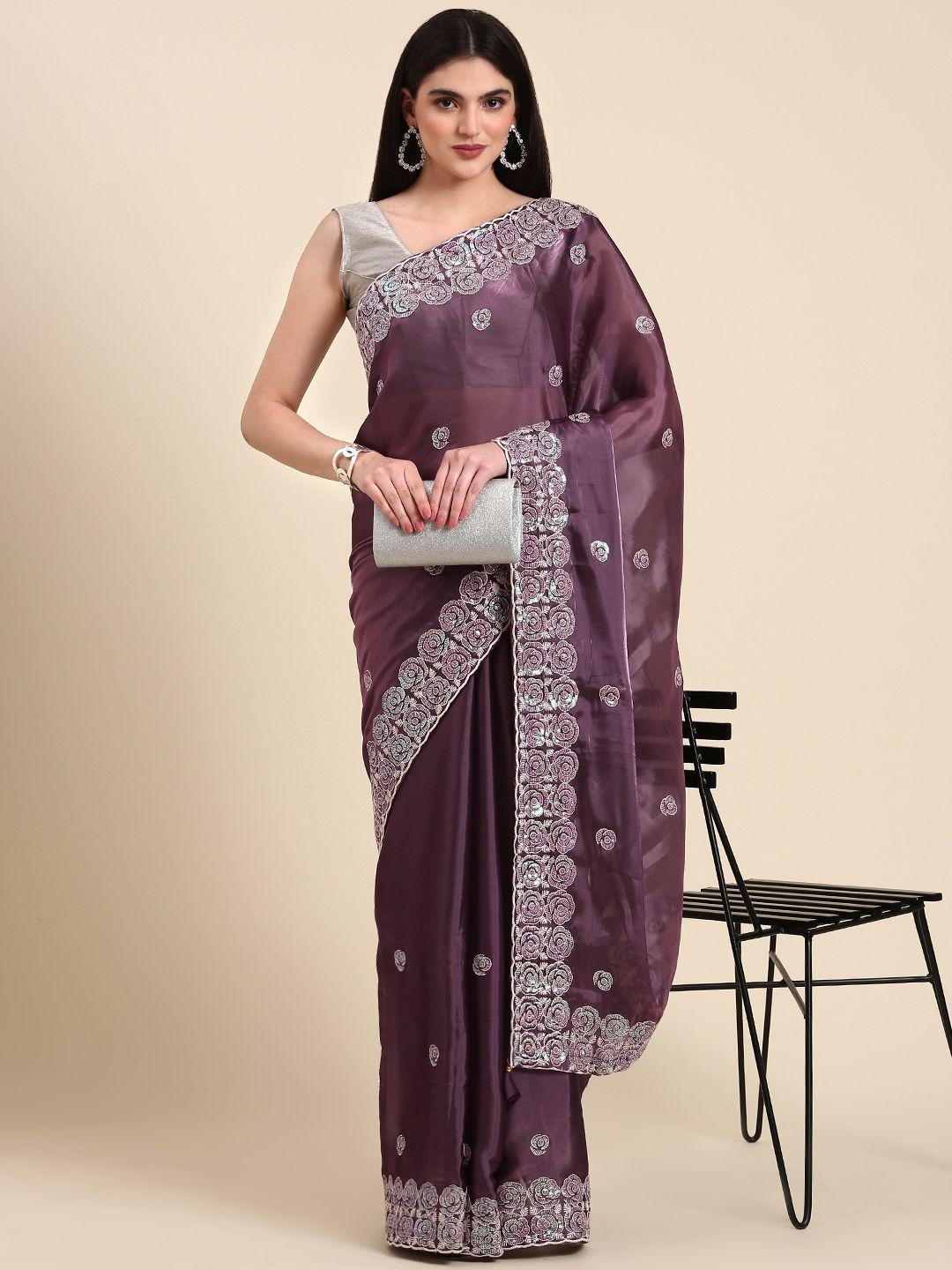 anouk ethnic motifs sequined organza saree