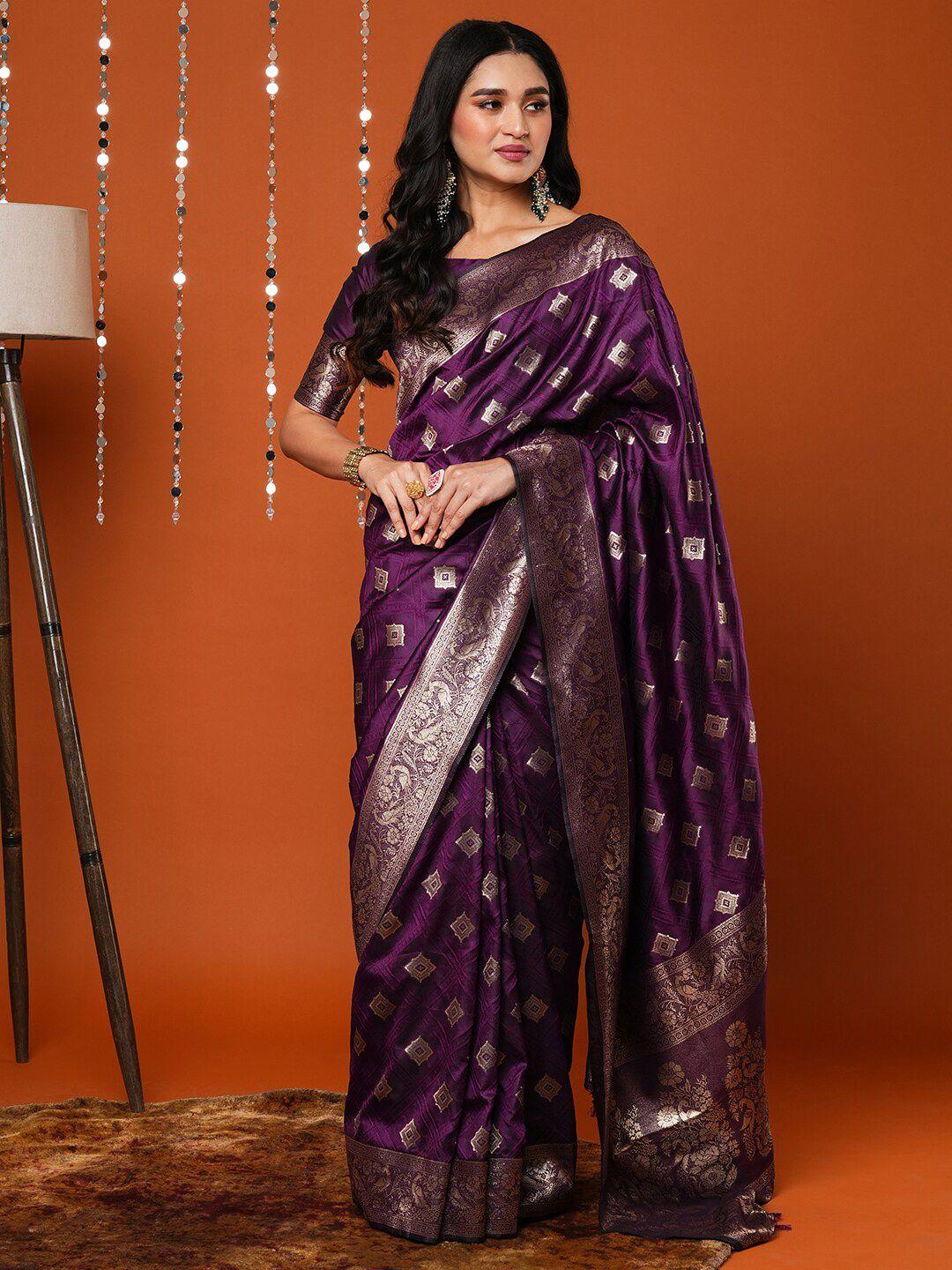 anouk ethnic motifs silk blend banarasi saree